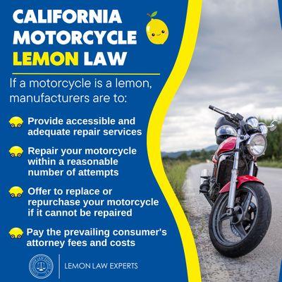 Motorcycles can be covered under California Lemon Law!