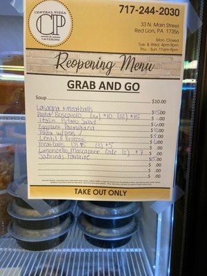 Grab and go menu