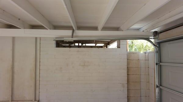 This is the inside view of a Carport Conversions. We installed the garage door on the entry and the homeowner will enclosed the sides.