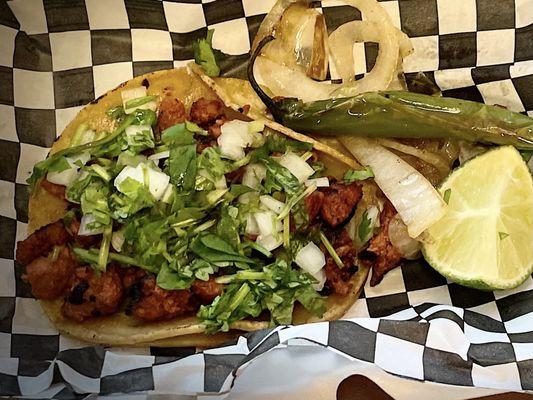 Al pastor taco (4" corn tortillas) $2.25 (9/2023)