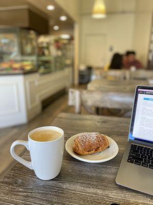 Hazelnut Latte with almond milk + a chocolate croissant = perfect companion for studying