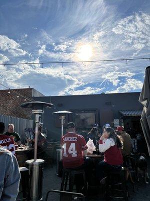 Super Wildcard weekend game day vibes at outdoor patio