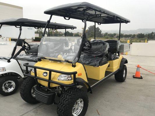 2, 4 or 6 passenger Carts with cargo box for security and school districts and government offices.