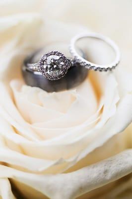 Gorgeous custom engagement ring and custom bridal wedding band my husband and I had done at Viir :)!