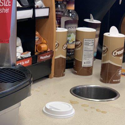 Dirty coffee station, stains..