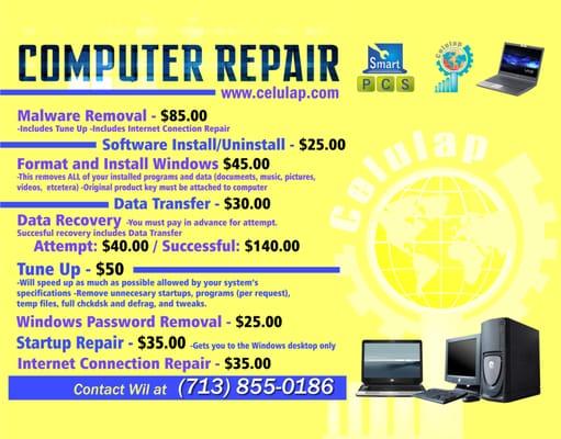 we offer webpage desing but also Computer Repair.