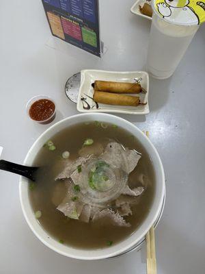 P-2 Rare Steak Pho Tai and Egg rolls