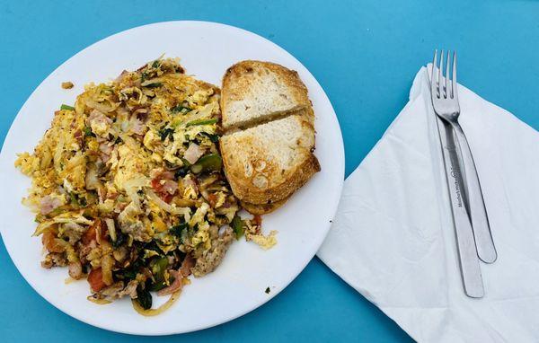 Hippy Hash Skillet with sourdough toast