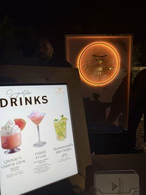 Custom drink names with menu display with background