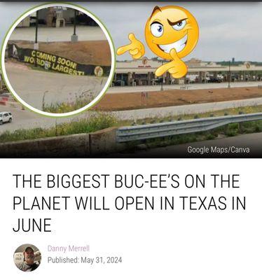 Luling, Texas will become the home of the largest Buc-ee's in the world. 75,000+ Square Feet! Set to open 6.12.24 (6.3.24)