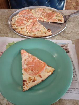 White pizza with tomato