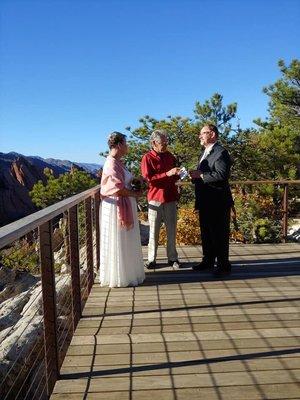 Destination Elopement on Lyon's Overlook at Roxborough State Park, CO.  Thank you Gary!