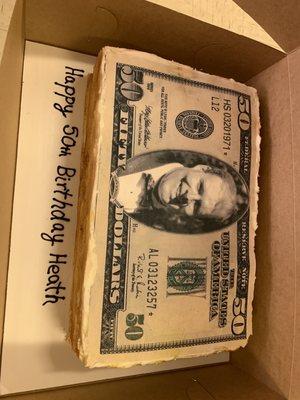 $50 Bill Cake for 50th birthday