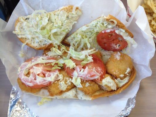 The shrimp Po boy sandwich.