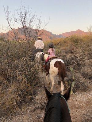 Sunset trail ride with Tieh