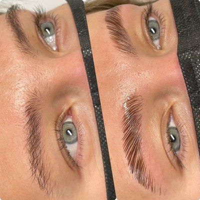 Brow lamination- before & after