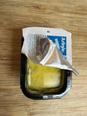 This is the tartar sauce that was given.  It looks like it was sitting in the sun for 6 months.