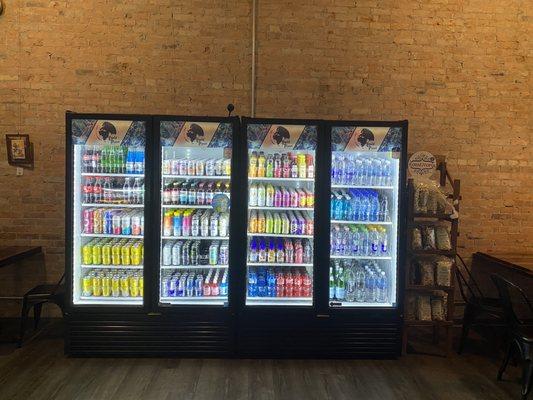 A refrigerator full of drinks.