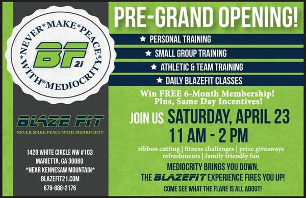 FREE Pre-Grand Opening Event April 23, 2016 11AM-2PM. Giveaways, Family Fun, Discounted Charter Memberships