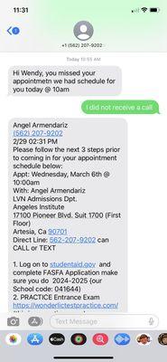 Conversation with Angel Armendariz (Admissions Dpt.).