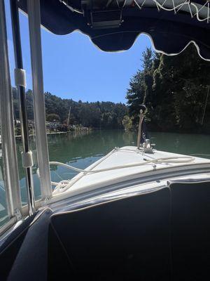 Relaxing cruise down Noyo Harbor in an electric Duffy boat