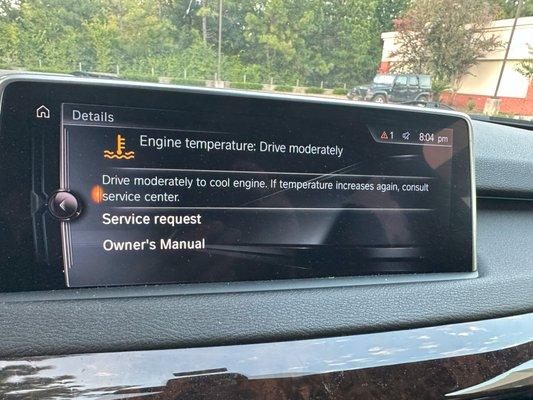 Engine temperature warning