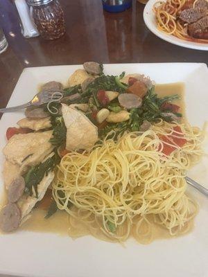 Pollo rustica with angel hair