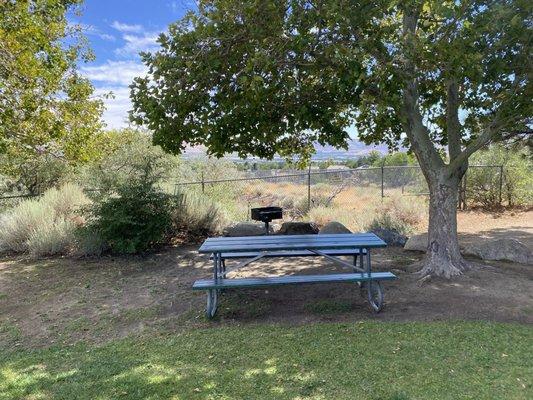 The one picnic table, next to a memorial for a wonderful girl named Jessica.