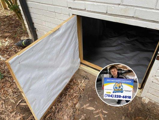 Justin Fehler - Charlotte, NC 28205 - crawl space encapsulation, 15 mil vapor barrier, vapor barrier, Aprilaire Dehumidifier, seal vents.