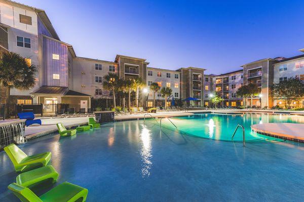 Our luxury pool is a perfect place to cool off and relax after a day in class.