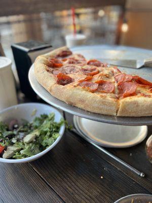 Pepperoni pizza and 1/2 Mediterranean salad