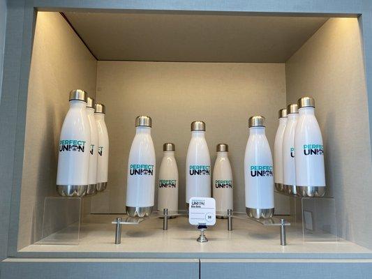 Check out our reusable sustainable Perfect Union water bottles for sale at the best dispensary in Morro Bay.