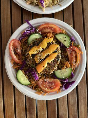 Burger on Community Rice $13