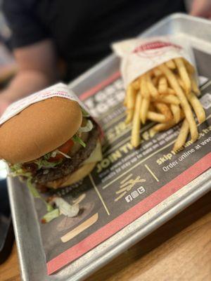 Western burger with skinny fries