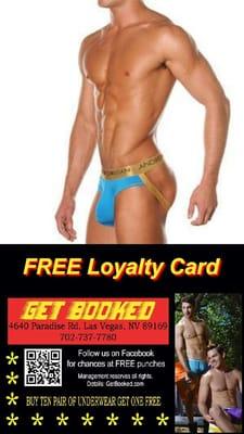 Loyalty Card. Get a Punch for every pair of underwear you buy. 10 Punches= 1 FREE pair of underwear!