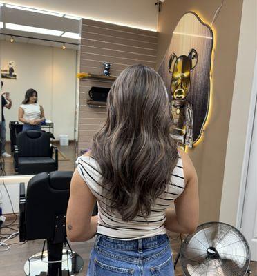 Warm ash brown balayage