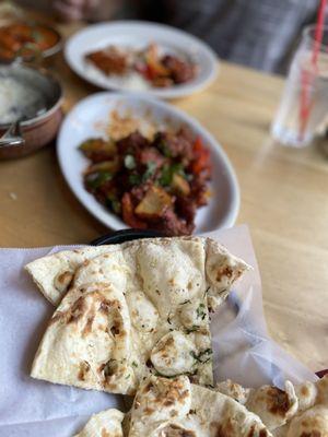 Garlic naan, chili chicken