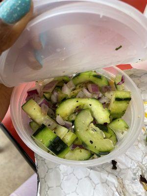 Cucumber salad for $3.00 not fresh