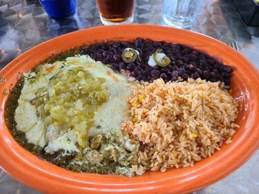 Green Chili Enchiladas with black beans