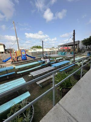 More outdoor seating and playground