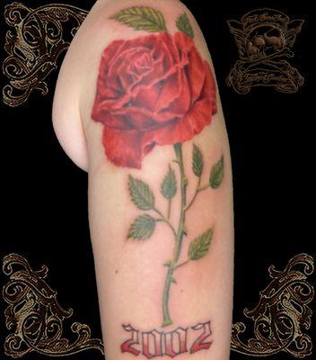 Large Floral Rose Tattoo By Mike Harmon (NeckBone)