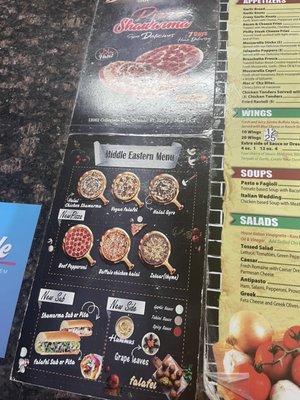 Middle eastern menu