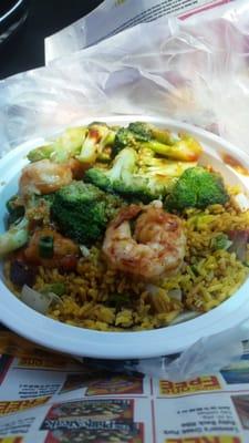 Lunch special: shrimp with broccoli with pork fried rice.