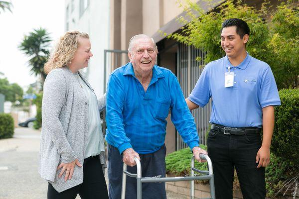 Aging Life Care Manager Penny Pongun, Mr. C, and Home Care Aide Nestor