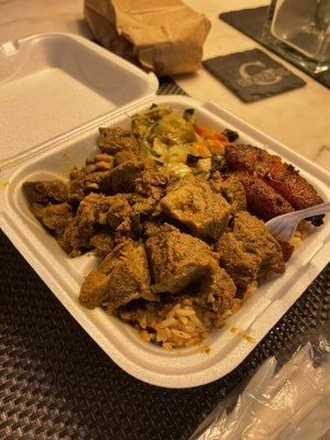 Curry goat plate