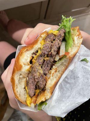 Double cheeseburger with bacon