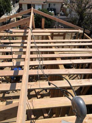 Room addition roof framing city of Pico Rivera