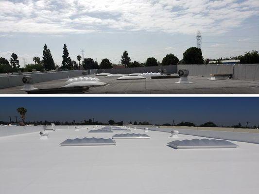 Before & After Photo. Flat Roof Project.