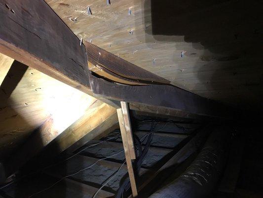 Broken roof rafter