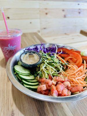 Curry chicken salad and pink dragon smoothie - both were delicious!!